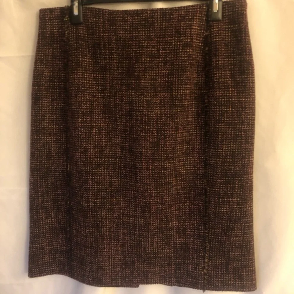 Ann Taylor Tweed Pencil Skirt with Fringe Detail Size 10